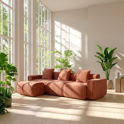 Canapé modulaire en velours 3 places l 108,66 po x P 59,48 po x H 31,1 po