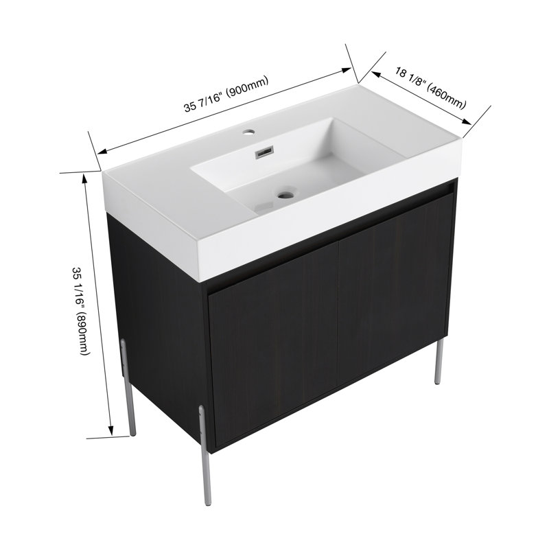 Meuble-lavabo autoportant avec lavabo en résine