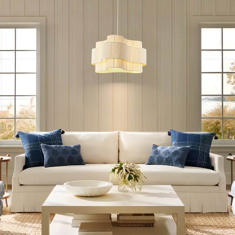 25.2 in. Dimmable Hand-woven Rattan Tiered Pendant Light