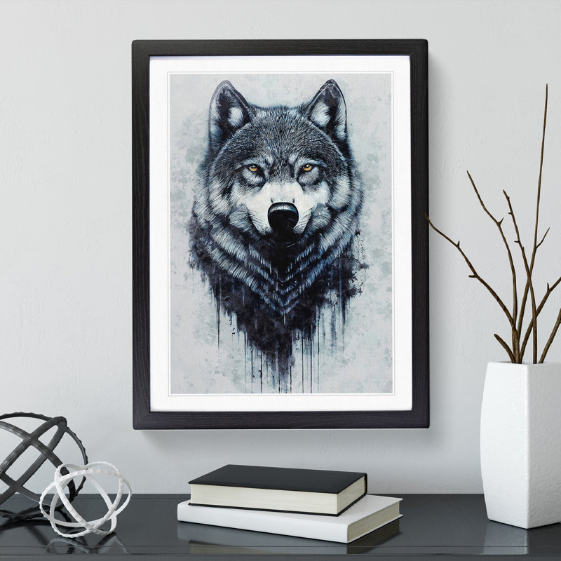 Splashed Wolf - Framed Print, Black, 64cm H x 46cm W x 2cm D