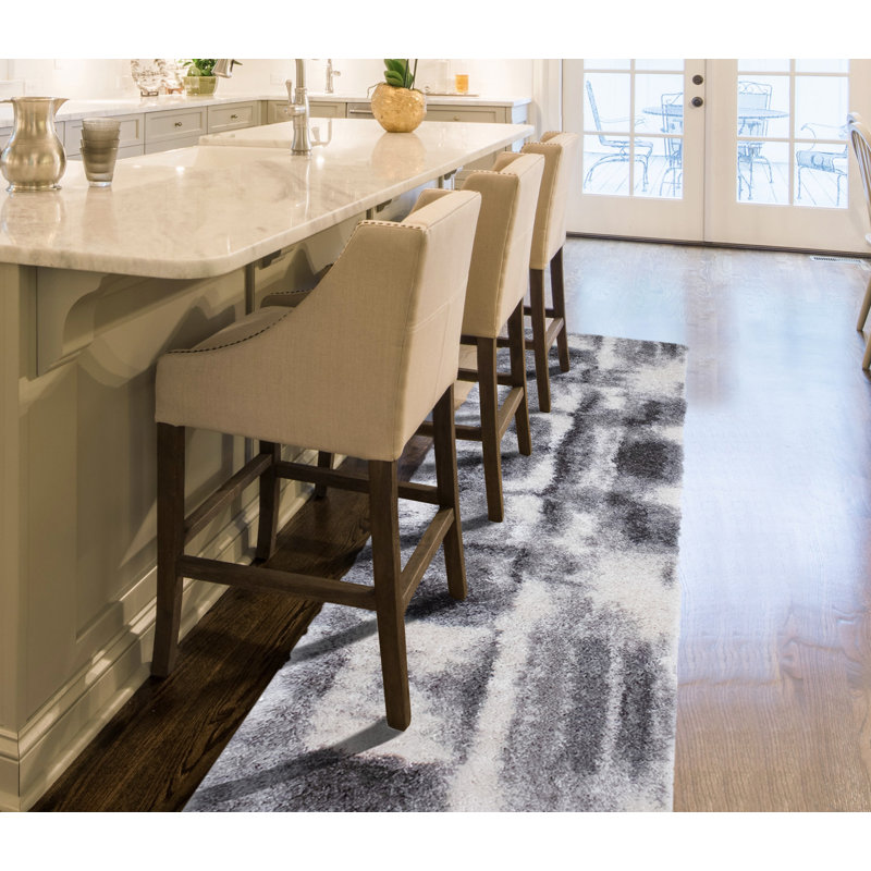 Alban Abstract Shag Charcoal Area Rug, Runner 2'6" x 8'