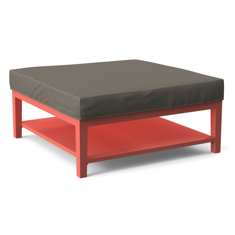 Hammond Square Ottoman, Antique Black Finish, Gray Sugar Performance; 0863-84