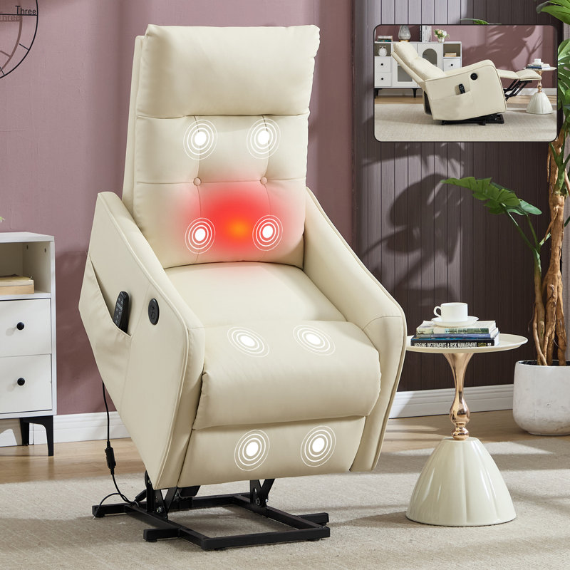 Fauteuil inclinable à moteur électrique en polyuréthane avec massage et chaleur, Noir