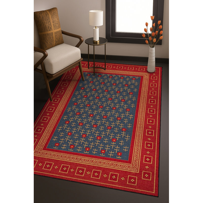 Tapis brun tissé à motif traditionnel lavable Mosso, 4'11" x 7'7"