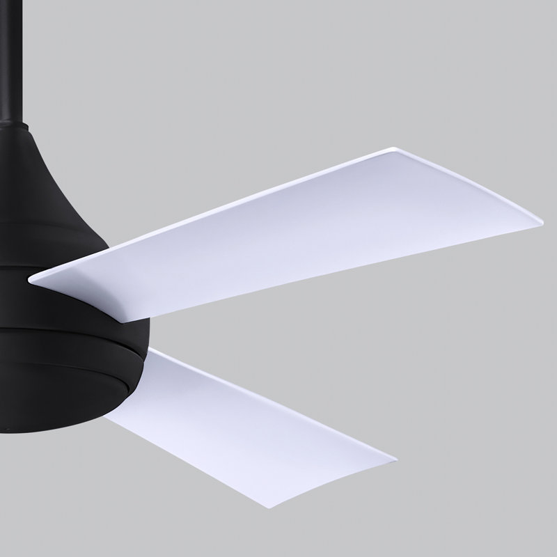Donaire LED Outdoor Downrod Ceiling Fan, Matte Black, Gloss White