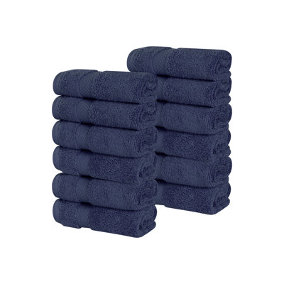 Salih Zero Twist Cotton Solid Chevron Dobby Border Super Soft Absorbent Face Towel Washcloth