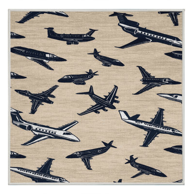 Machine Washable Transportation Beige Area Rug