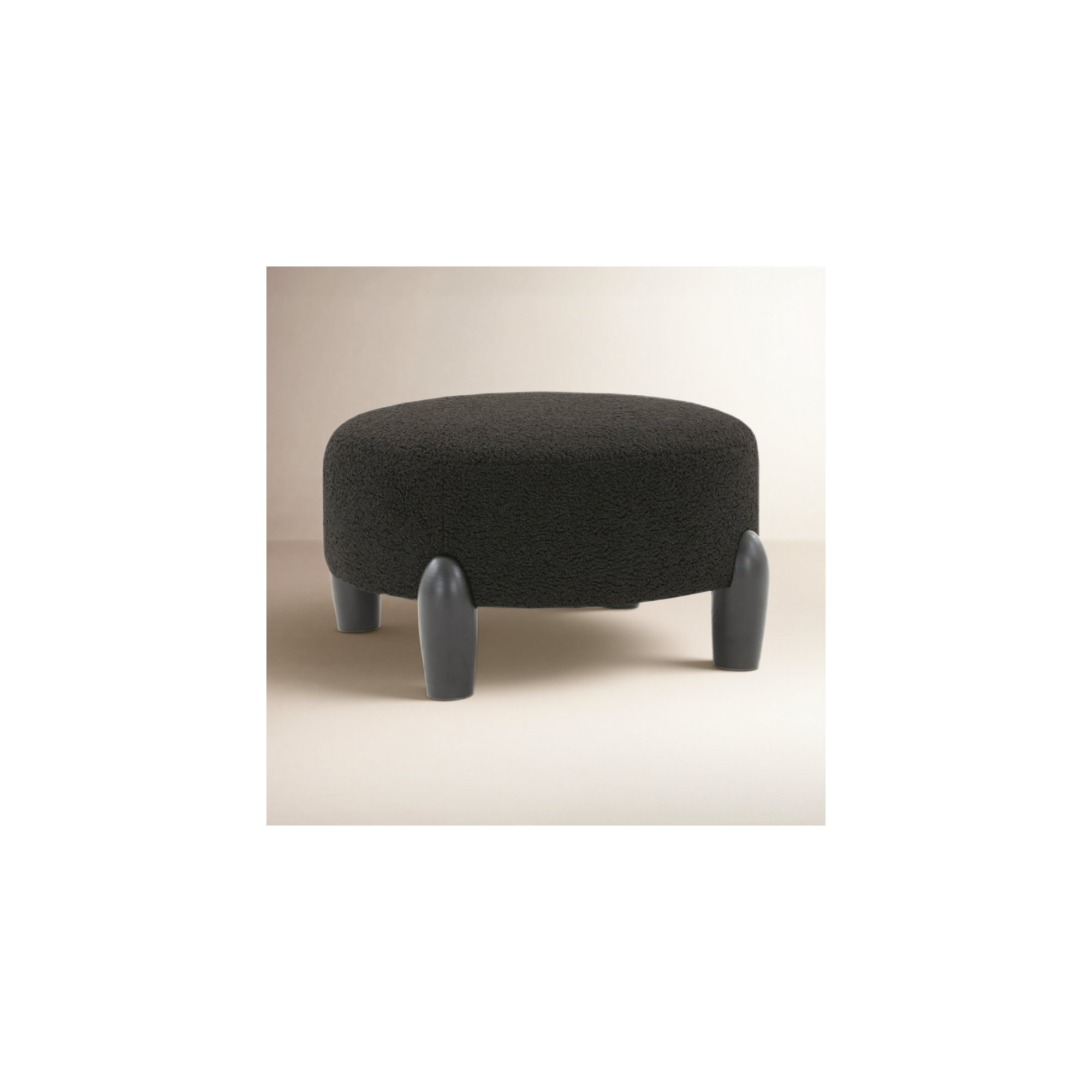 Geddes Upholstered Ottoman, Black, Black Sherpa