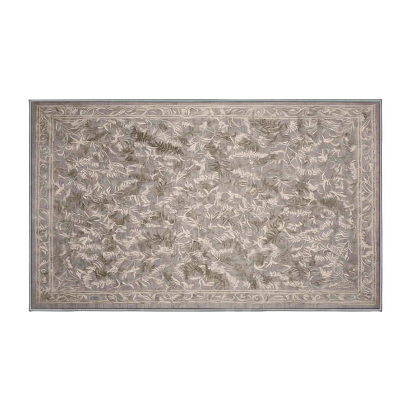 Machine Washable Gray Area Rug, Rectangle 4' x 6'