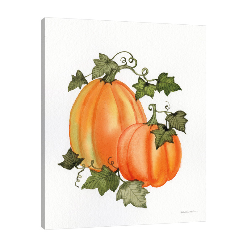 «Pumpkin and Vines I», reproduction d'impression sur toile tendue, H 45 po x l 36 po x P 1,5 po