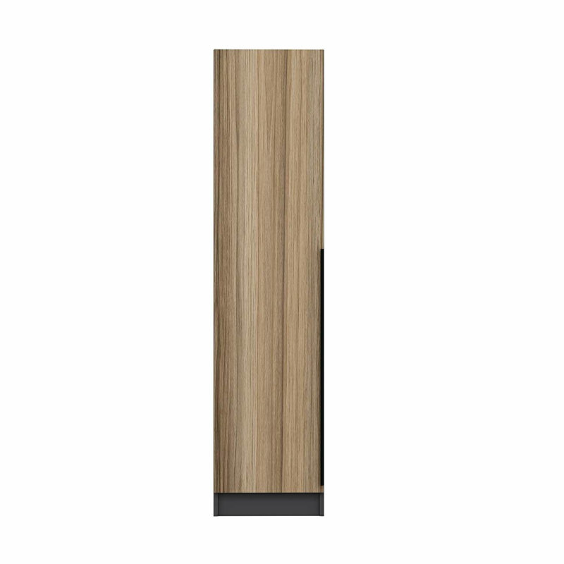 Wesa Modern Wardrobe with Shelves, Walnut & Anthracite, 17.7 x 82.7 x 20.5 inches | 100% Melamine Coated Particle Board, Wall-Mountable, Includes Cover | Stylish Storage Solution for Contemporary Spaces