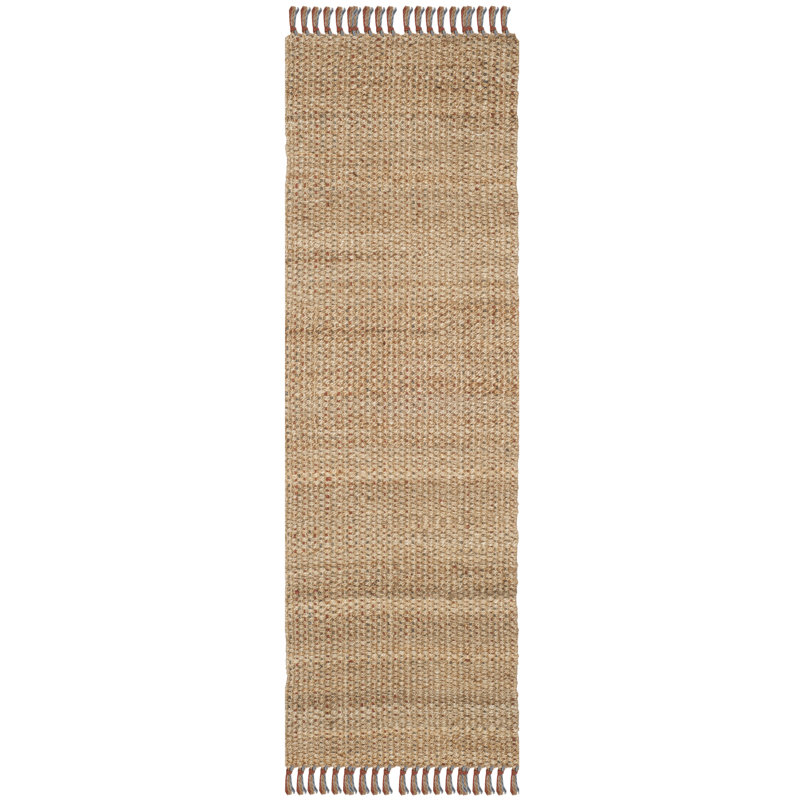 Tapis de couleur unie en jute naturel tissé à la main Debroh, Tapis de couloir 2 pi 6 po x 8 pi