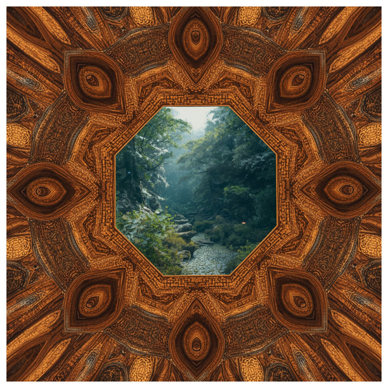 Tapisserie murale octogonale «Forest View» - décoration murale forêt, H 50 po x l 60 po avec 4 œillets