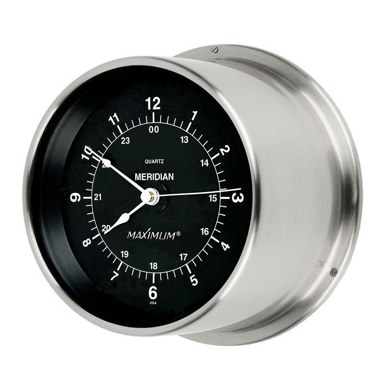 Meridian 6.5" Wall Clock, Nickel/Black