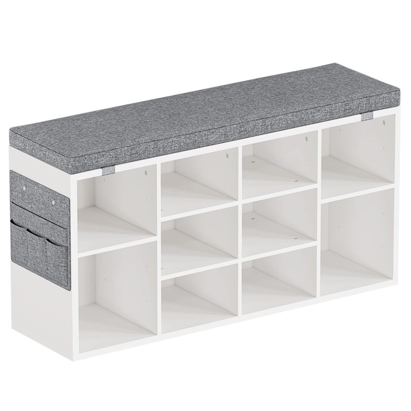 Banc de rangement pour 10 paires de chaussures Cahari, Blanc