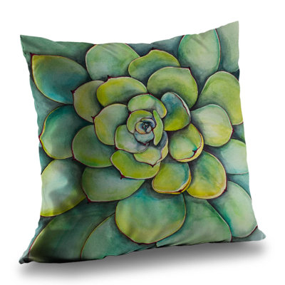 Watercolor Succulent Plant Throw Pillow | Bathroom Decor