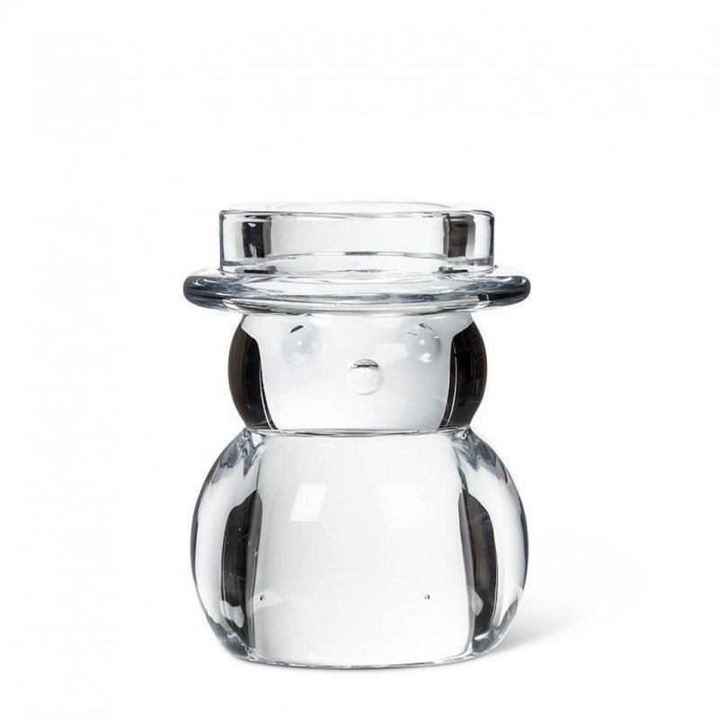 Porte-bougie bonhomme de neige en sarcelle