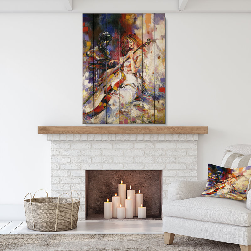 «The Guitarist's Music», peinture, H 20 po x l 15 po x P 1po, Bois