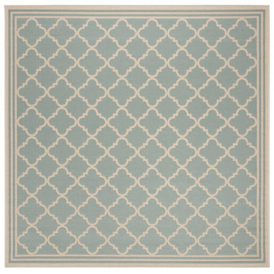 Hardrian Looped/Hooked Aqua/Cream Rug
