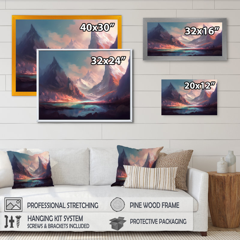 " Frozen Mountain Range I ", 12" H x 20" W x 1" D, Black Floater Framed