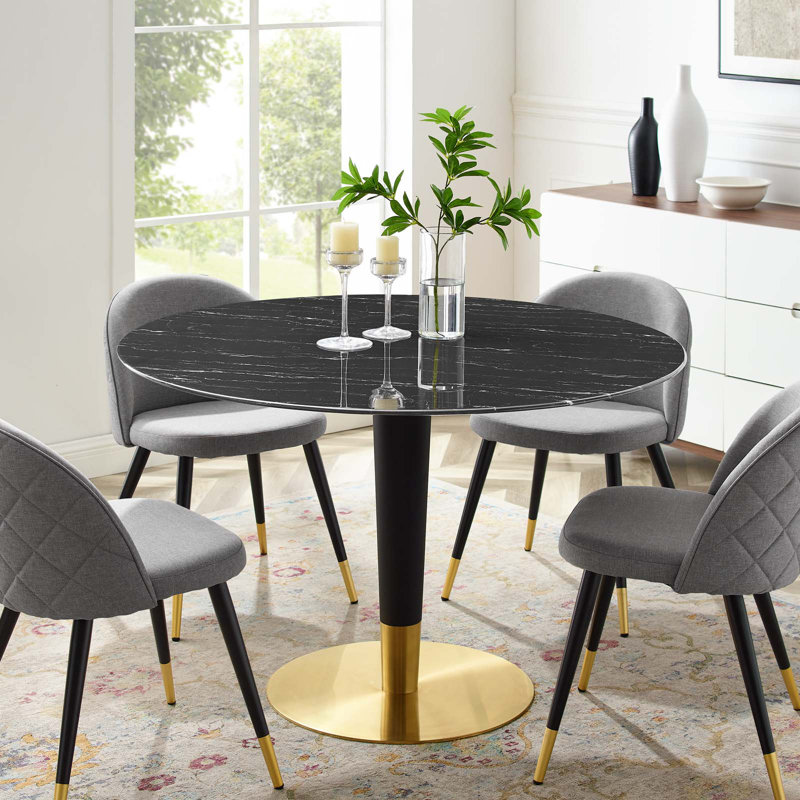 Table de salle à manger Zinque, Marbre noir, l 47 po x L 47 po