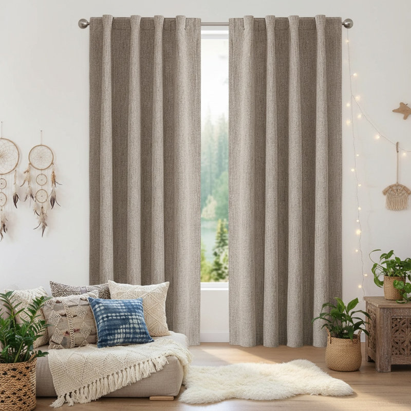 Faux Linen Room Darkening Curtain