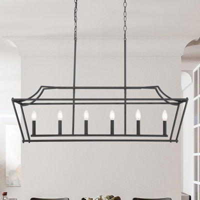Lustre rectangulaire en acier à 6 lumières à intensité variable pour la cuisine, certifié UL