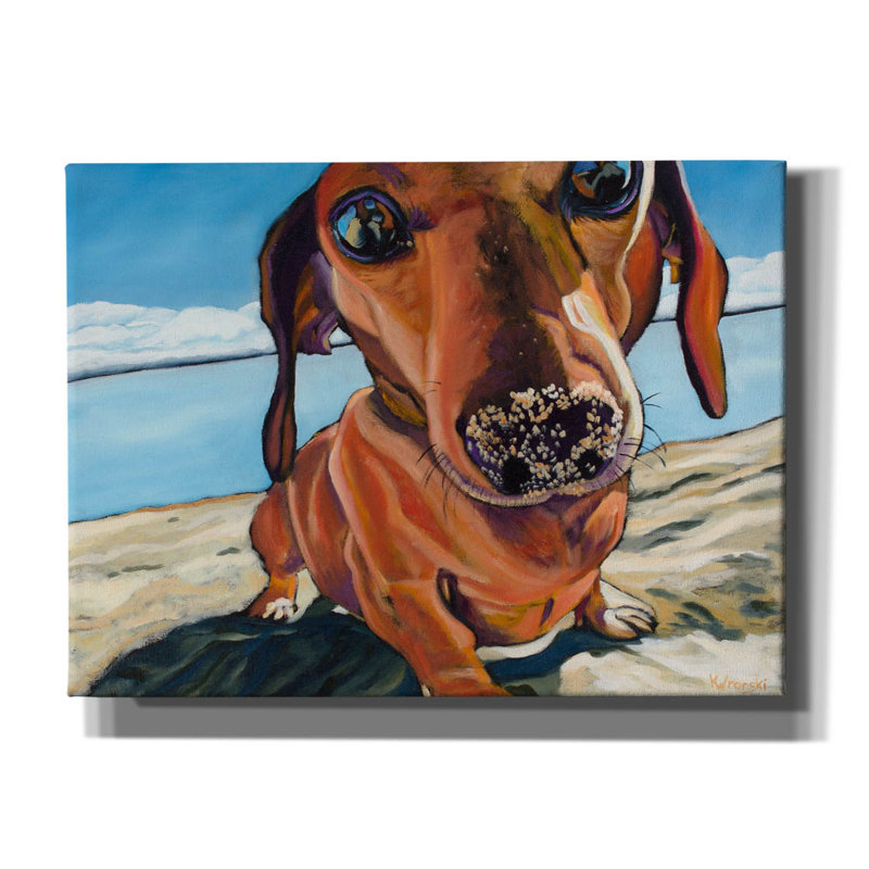 «Sand Dog» par Kathryn Wronski, art mural sur toile, H 40 po x l 54 po x P 1,5 po