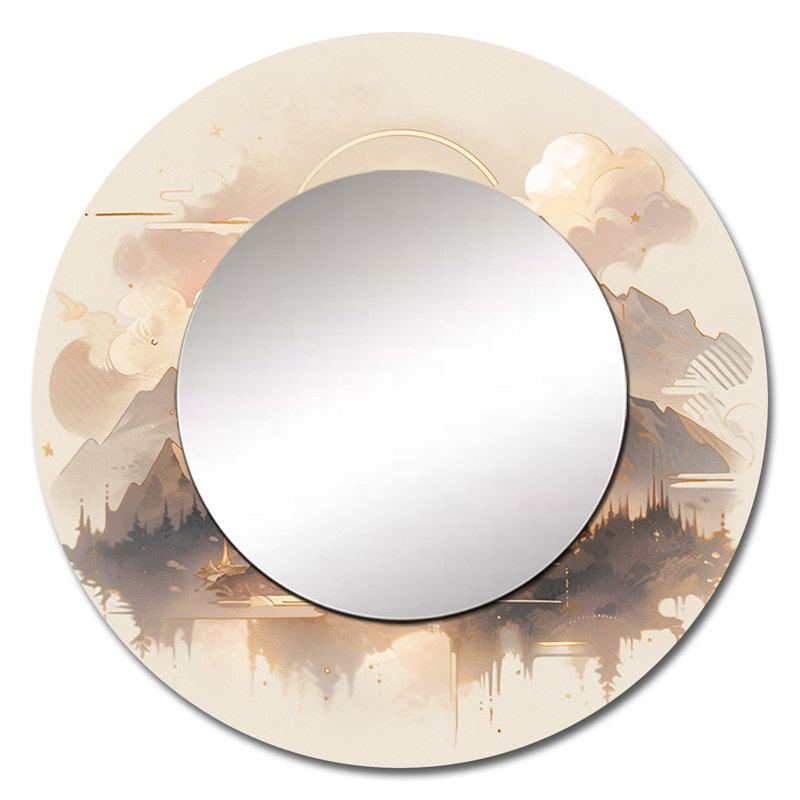 Bold Mountain Wilderness - paysage mural décoratif, miroir rond moderne, impression d'art en métal, 36 po x 36 po