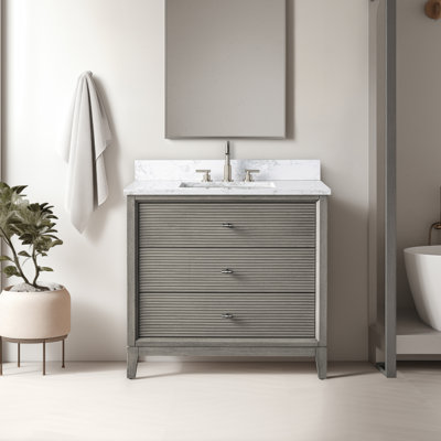 36" Single Bathroom Vanity with Engineered Marble Top