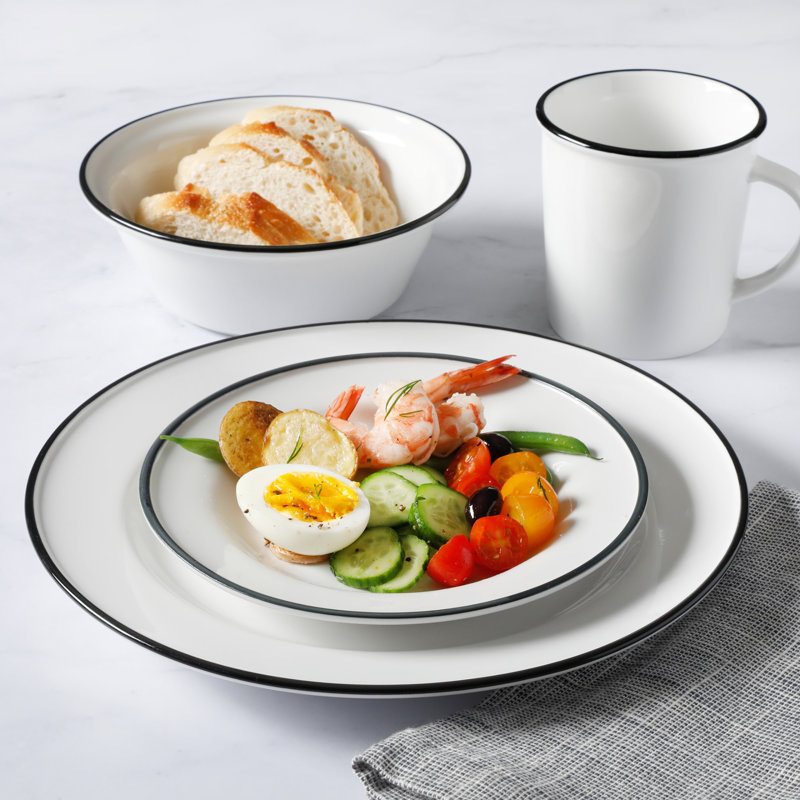 Martha Stewart Cliffield 16 Piece Dinnerware Set, Black;White
