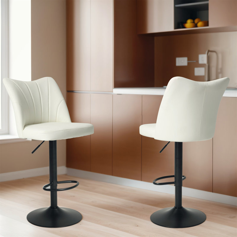 Versatile Adjustable Swivel Bar Stools Set, Enhancing Any Space, White