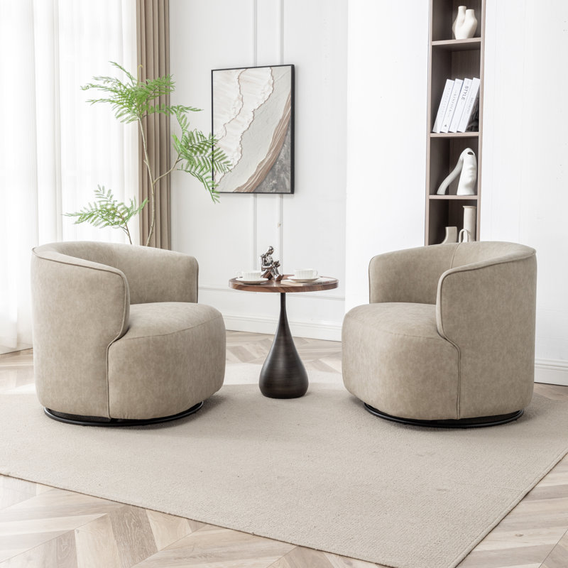 Fauteuil demi-tonneau pivotant Jalena, Polyester gris clair