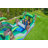 POP JUMP Tropical 28' Inflatable Obstacle Course with Slide, Wet/Dry Backyard Race Course with Blower