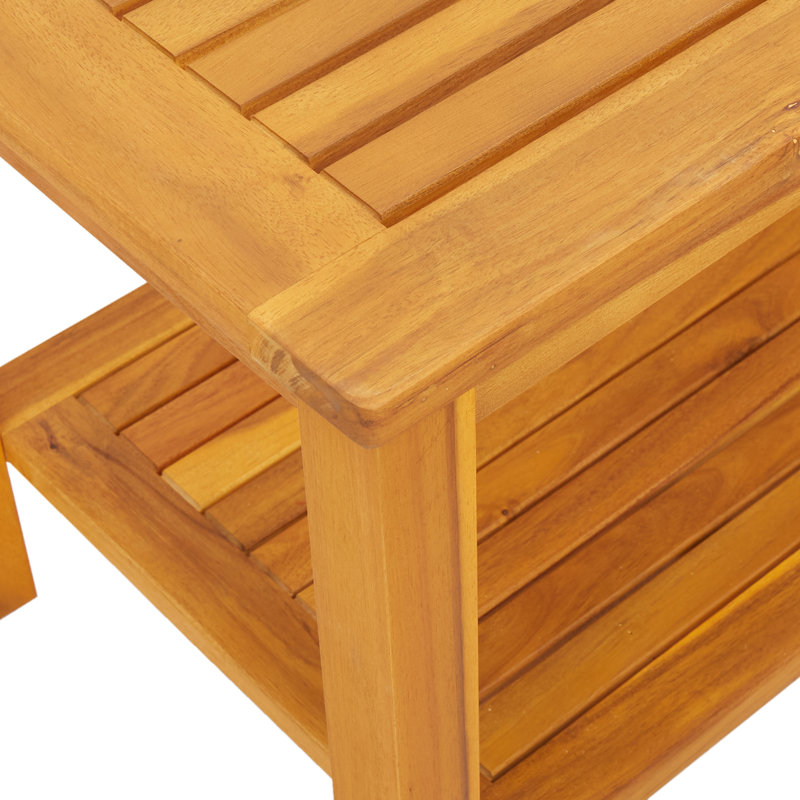 Coffee Table Garden Porch Tea Table Side End Table Solid Acacia Wood, Beige, 45" H x 90" W x 50" L