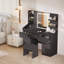 LED Dressing table 7 Drawers and 7 Storage Shelves Dressing Table With Mirror Large Desktop Makeup Desk-1065624989