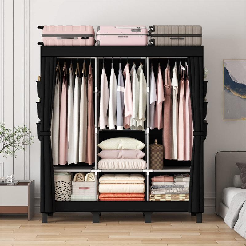 URBNLIVING Metal Wardrobe, Black
