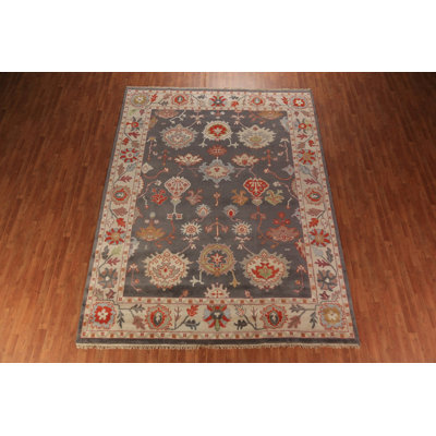 Tapis oriental fait à la main gris Oushak 9 x 12