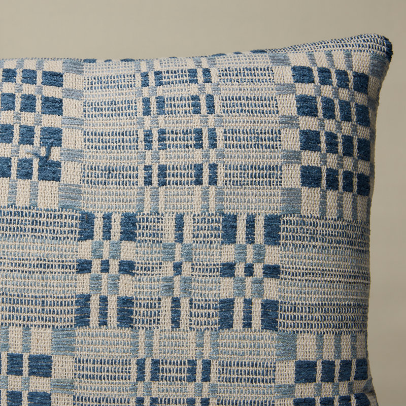 Brimfield Lumbar Pillow, Blue Geometric, 12" H x 16" W