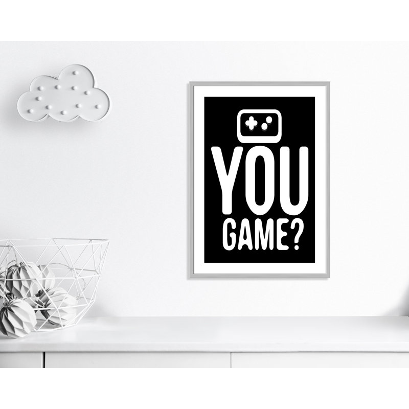 «You Game inversée», art encadré, H 35,5 po x l 25,5 po x P 1,19 po, Encadré de boîte argent