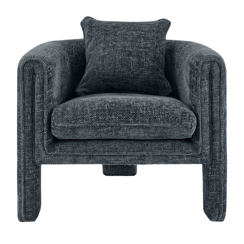 Jalesa Upholstered Barrel Chair, Black Polyester, Black