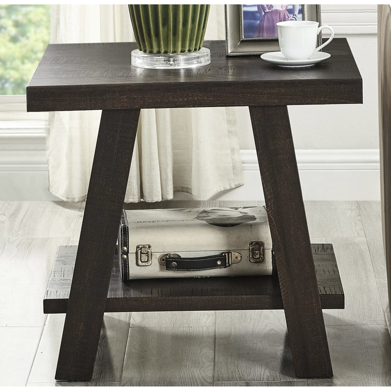 Table de bout moderne avec plateau en bois, plateau et rangement rectangulaires, H 23 po x l 24 po x P 22 po, style contemporain, tablette de rangement supplémentaire, H 22 po x P 23 po, matériau