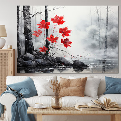 Décoration murale minimaliste forêt rouge II - forêt
