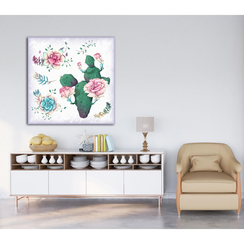 " Cactus Flowers 762 ", 36" H x 36" W x 1.5" D