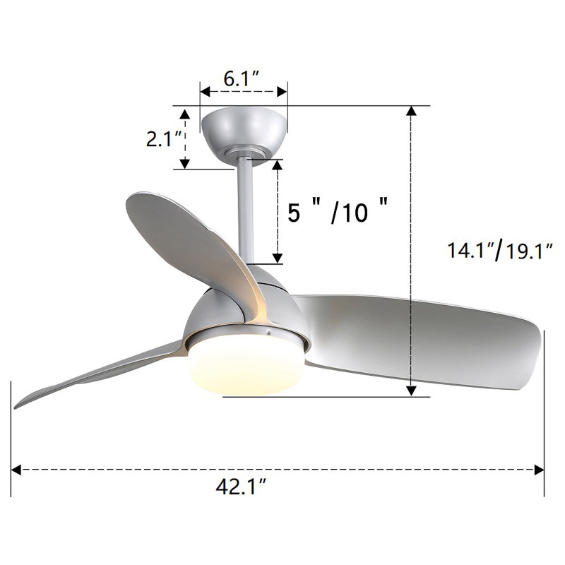 Kassee Ceiling Fan with LED Lights, Gray