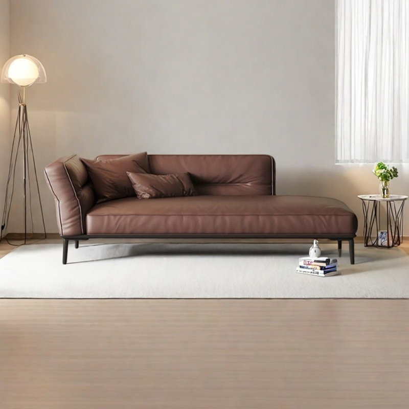 Fauteuil inclinable en similicuir de style minimaliste moderne, Brun, Orienté à gauche (vu de face)