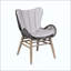 Chaise de patio d'extérieur en bois d'eucalyptus clair et corde