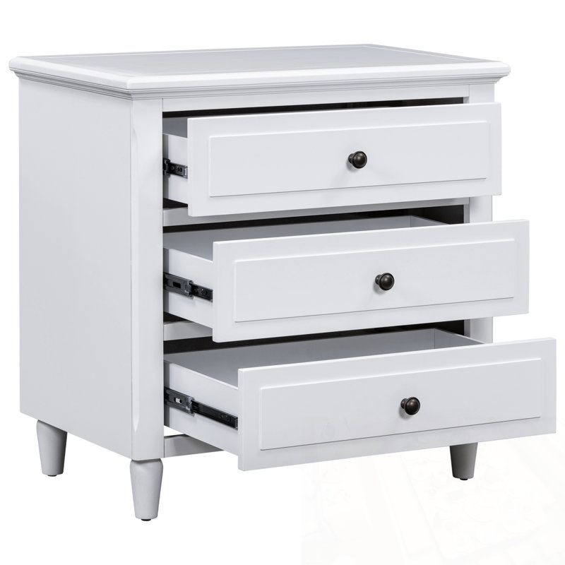 Table de chevet 3 tiroirs Albers, Blanc