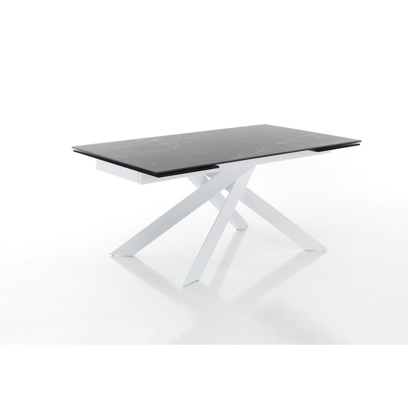 Amalan Dining Table, White, Matte Black