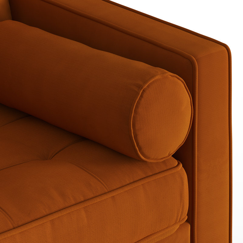 Canapé modulaire à méridienne réversible Geo, Velours performance orange brûlé Bella
